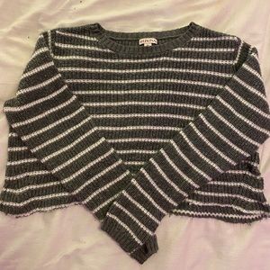 striped knit cropped sweater